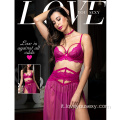 Abito di garza sexy lungo abito di lingerie viola